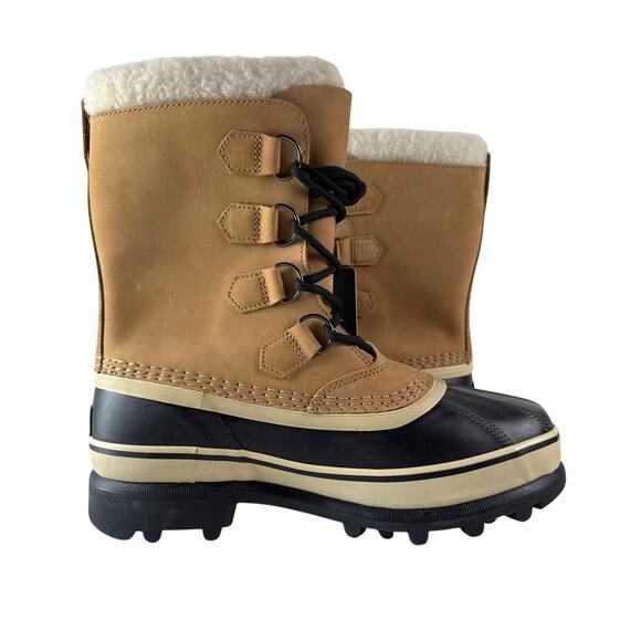 Sorel Caribou Winter Snow Boots Womens 8.5 Waterproof Leather Insulated Tan Buff - Picture 5 of 11